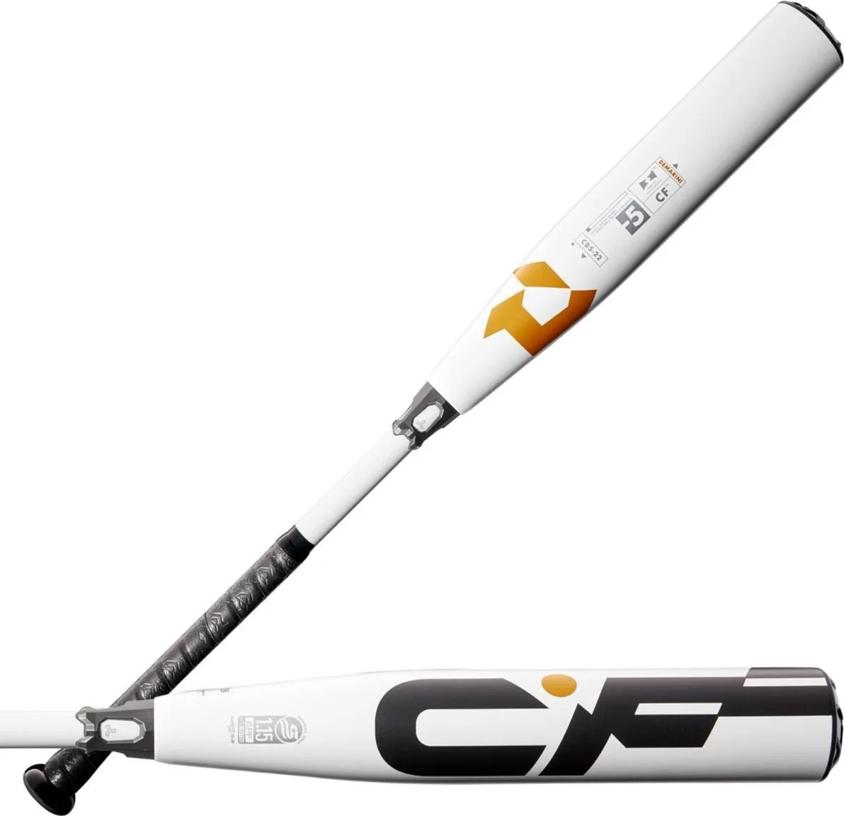 DeMarini 2022 CF (-5) USSSA Bat WTDXCB5-22 - White Orange Gold