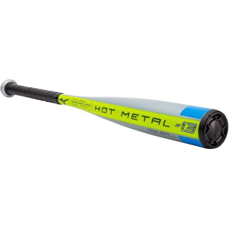 Mizuno B21-Hot Metal - Tee Ball USA Baseball Bat (-13) - Light Gray Neon Green - Image 2