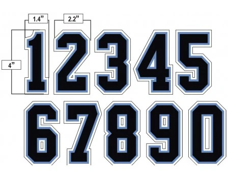 4" Black On Light Blue On White Precision-Cut Number - Image 2