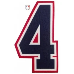4" Navy On White On Red Precision-Cut Number