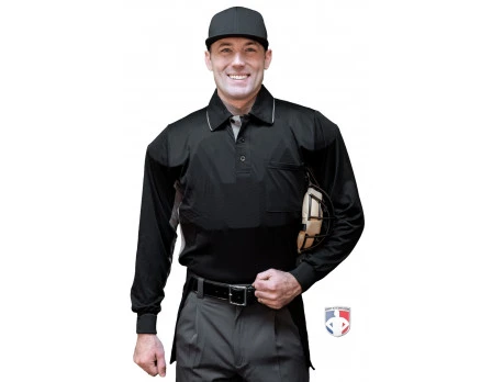 Smitty Umpire Smitty V2 Major League Replica Long Sleeve Umpire Shirt - Black With Charcoal Grey - Image 3