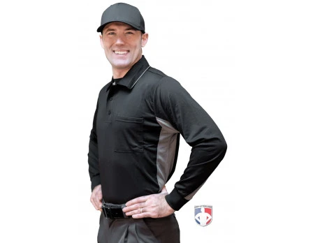Smitty Umpire Smitty V2 Major League Replica Long Sleeve Umpire Shirt - Black With Charcoal Grey