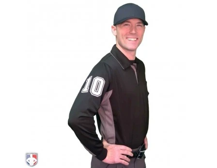 Smitty Umpire Smitty V2 Major League Replica Long Sleeve Umpire Shirt - Black With Charcoal Grey - Image 5