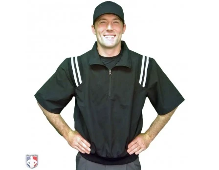 Smitty Umpire Smitty Traditional Half-Zip Short Sleeve Umpire Jacket - Black And White