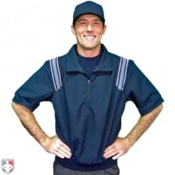 Smitty Umpire Smitty Traditional Half-Zip Short Sleeve Umpire Jacket - Navy And Powder Blue