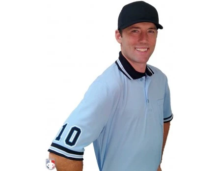 Smitty Umpire Smitty Pro Knit Umpire Shirt - Powder Blue With Black Collar - Image 5
